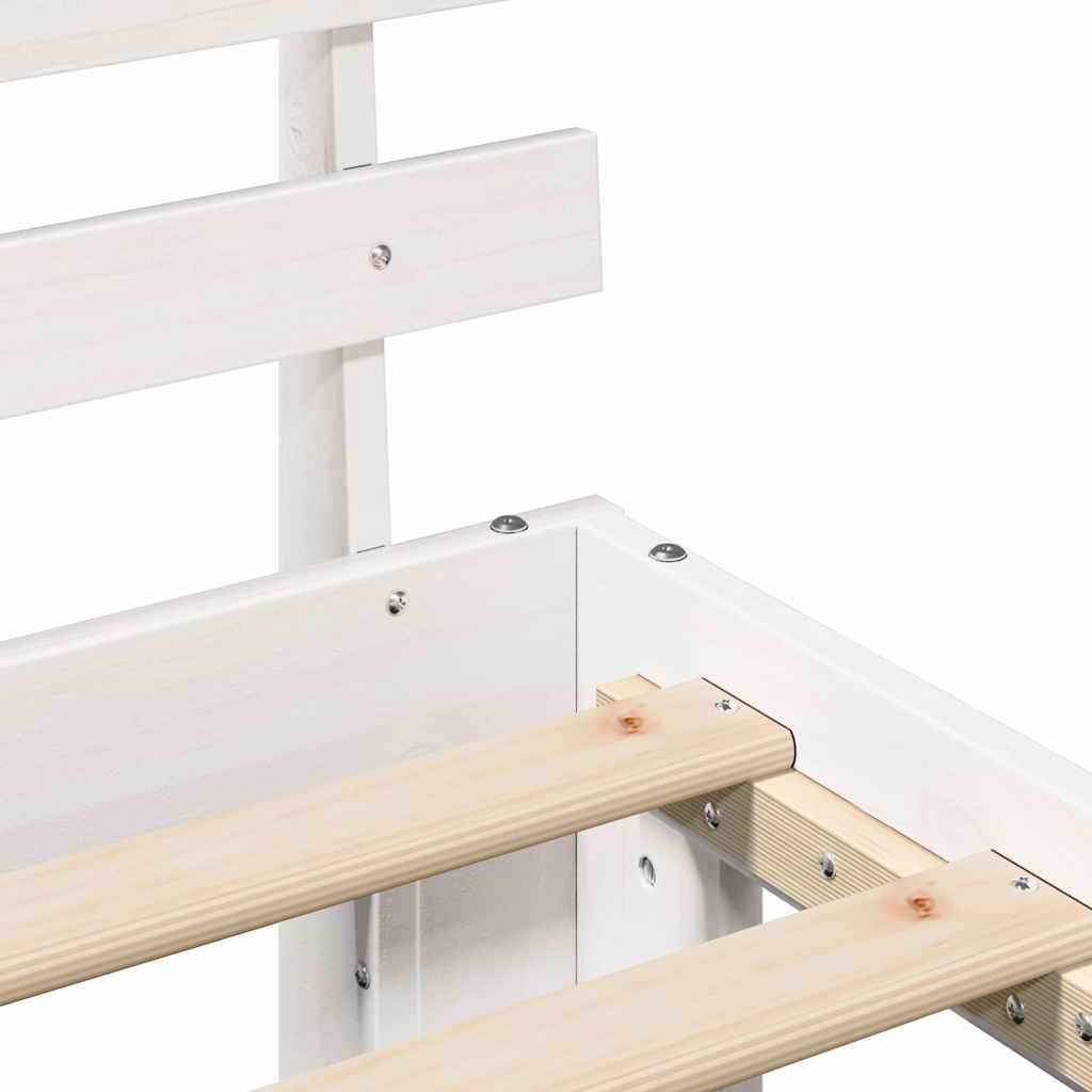 Sängram med huvudgavel Vit 80 x 200 cm Massiv furu