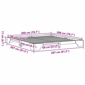 Sängram Vaxbrun 200 x 200 cm Massiv furu