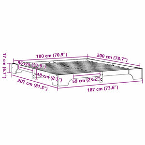 Sängram Naturfärg 180 x 200 cm Massiv furu