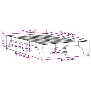 Sängram Vaxbrun 120 x 190 cm Massiv furu