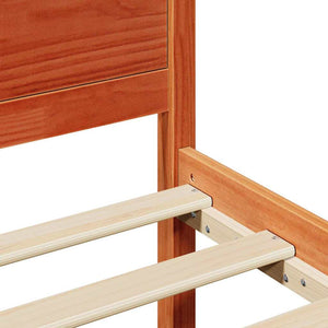 Sängram med huvudgavel Vaxbrun 200 x 200 cm Massiv furu