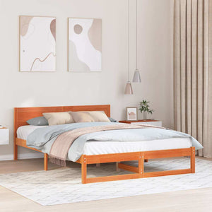 Sängram med huvudgavel Vaxbrun 150 x 200 cm Massiv furu