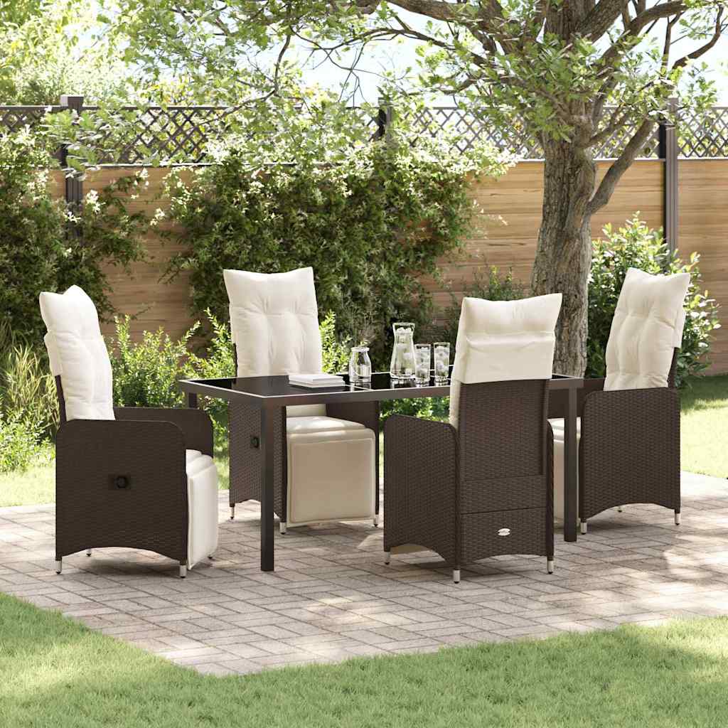 Trädgårdsmöbelset 5 pcs Brun konstrotting