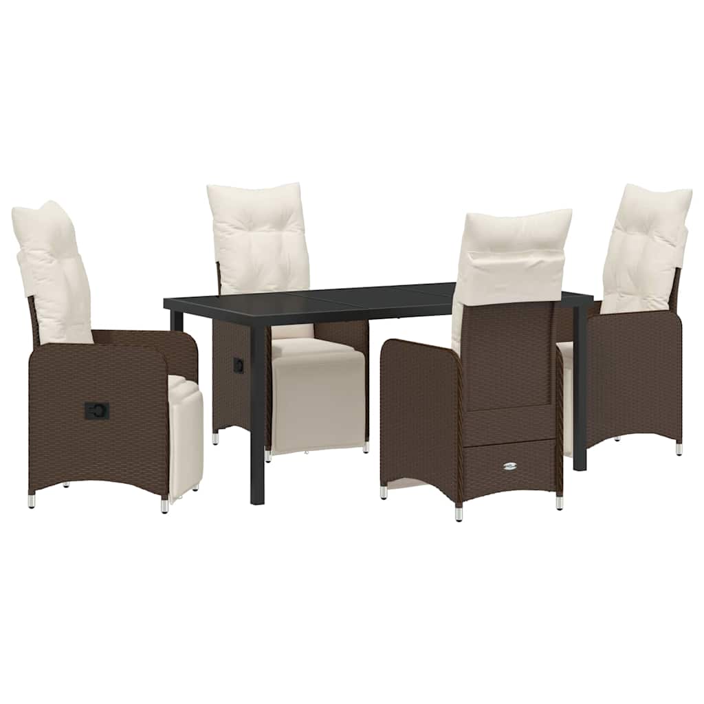 Trädgårdsmöbelset 5 pcs Brun konstrotting