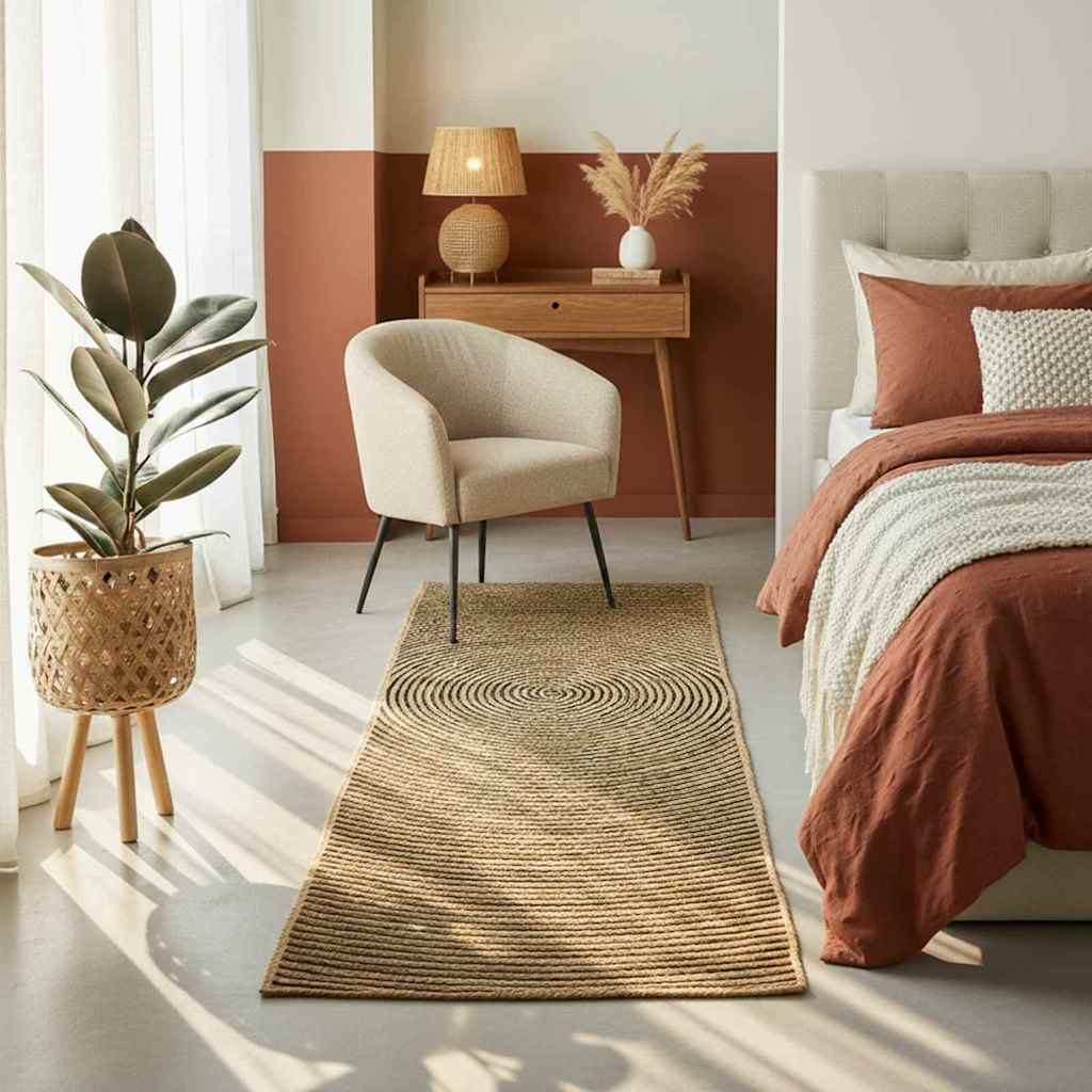 Matta Naturlig och svart 80 x 200 cm Jute