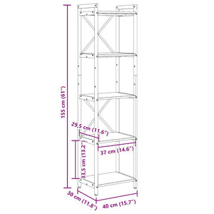 Hyllsystem Sonoma-ek 40 x 30 x 155 cm Konstruerat trä