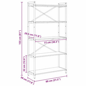 Hyllsystem Gammalt trä 80 x 30 x 155 cm Konstruerat trä