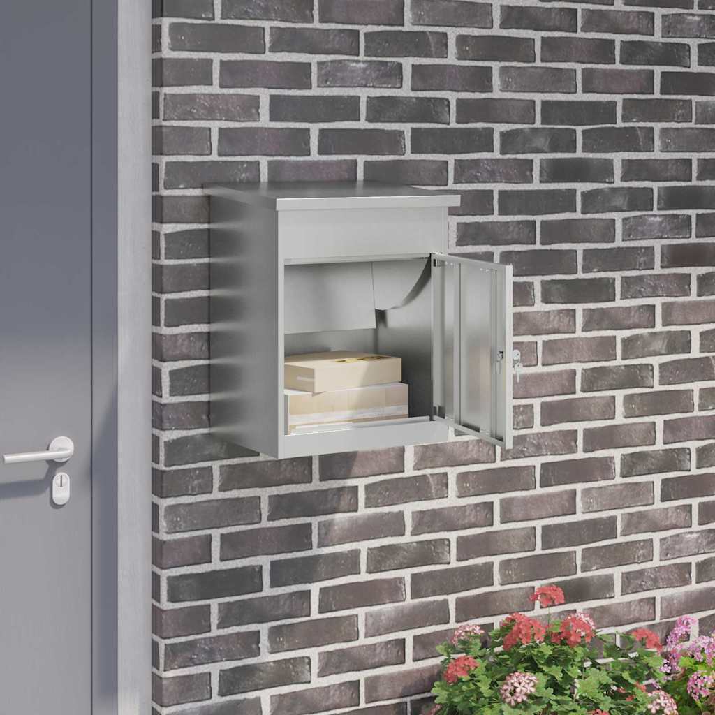 Paketbox med lagring Svart 47.5 x 38 x 59 cm Galvaniserat Stål