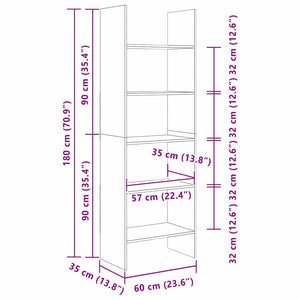 Bokskåp Svart Ek 60 x 35 x 180 cm Konstruerat trä