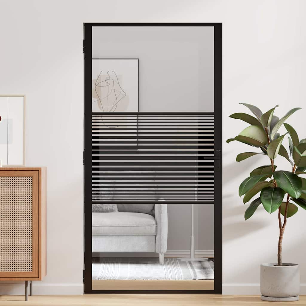 Glasdörr Randig Svart 76 x 3.5 x 201.5 cm Aluminium