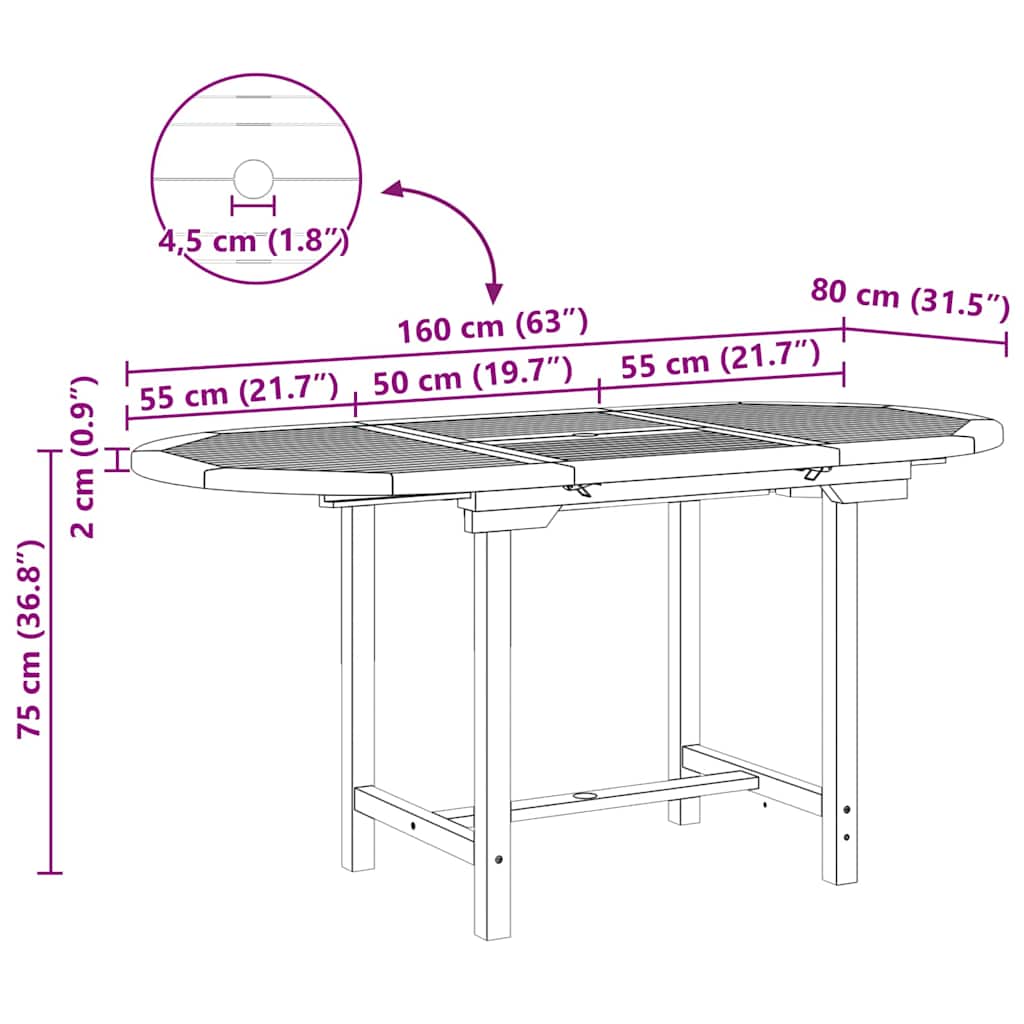 Trädgårdsmöbelset 5 pcs Brun Massivt teakträ