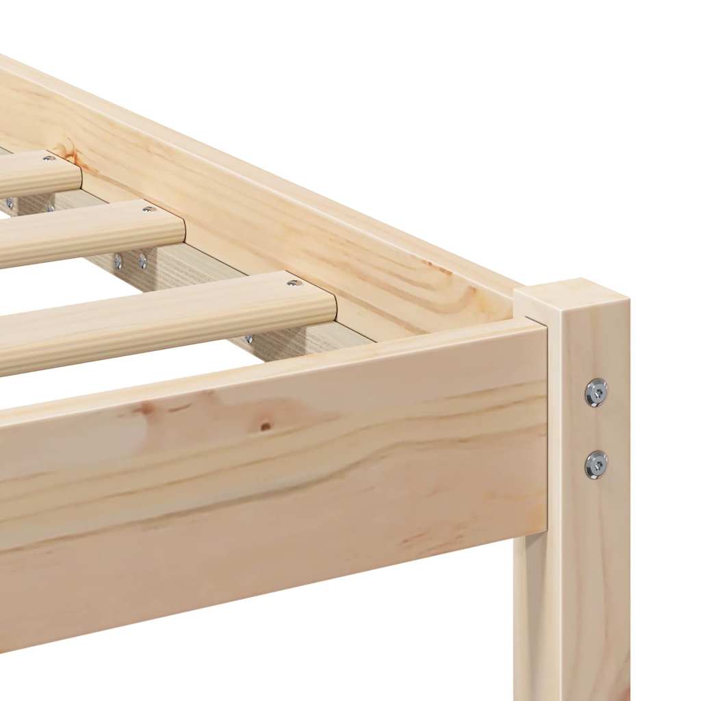 Sängram med huvudgavel Brun 135 x 190 cm Massiv furu