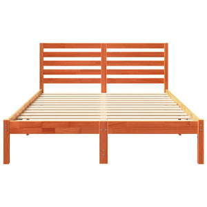 Sängram med huvudgavel Vaxbrun 120 x 190 cm Massiv furu