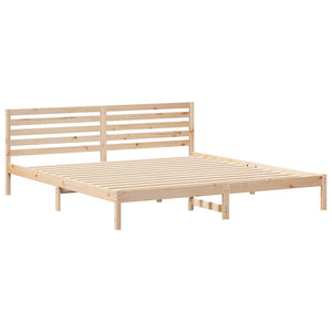 Sängram med huvudgavel Brun 200 x 210 cm Massiv furu