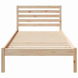 Sängram med huvudgavel Brun 90 x 220 cm Massiv furu