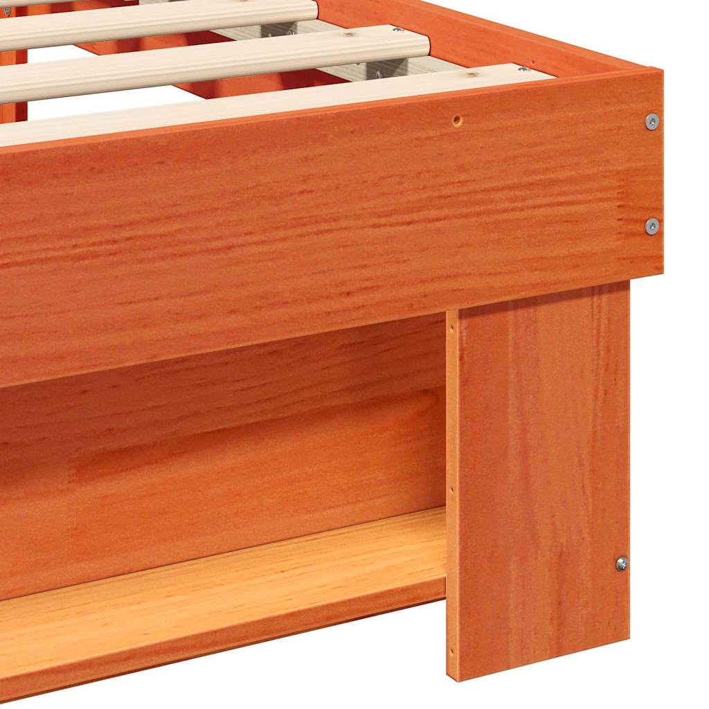 Sängram med huvudgavel Vaxbrun 120 x 190 cm Massiv furu