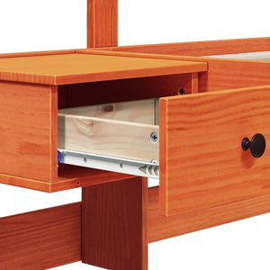 Sängram med huvudgavel Vaxbrun 90 x 200 cm Massiv furu