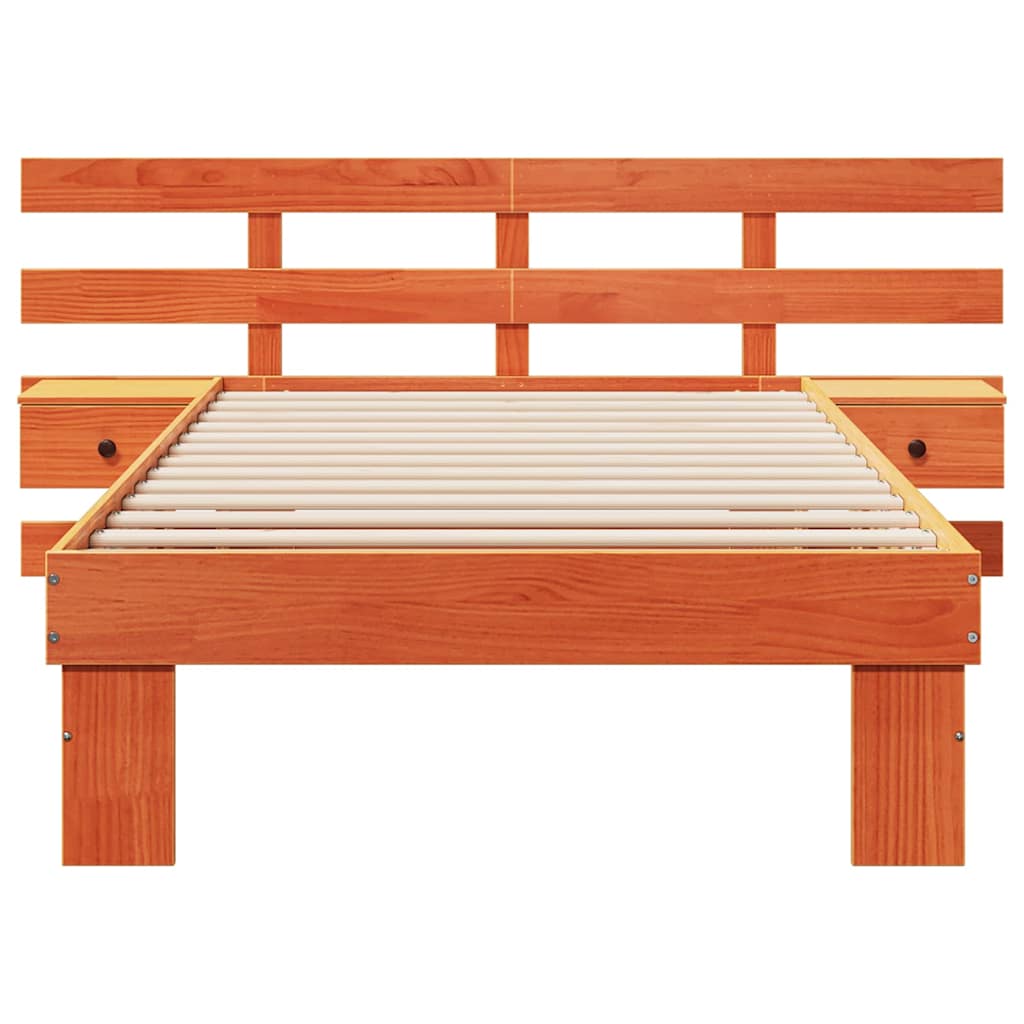 Sängram med huvudgavel Vaxbrun 90 x 200 cm Massiv furu