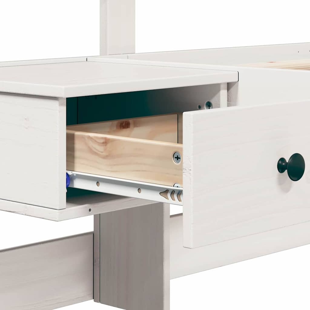 Sängram med huvudgavel Vit 90 x 190 cm Massiv furu