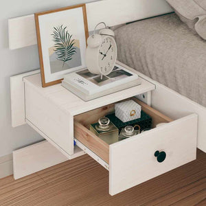 Sängram med huvudgavel Vit 90 x 190 cm Massiv furu