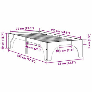 Sängram Brun 75 x 190 cm Massiv furu