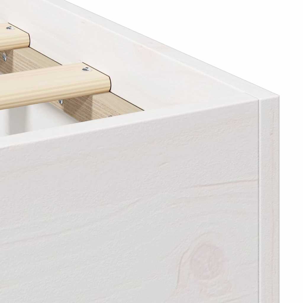 Sängram med lagring Vit 75 x 190 cm Massiv furu