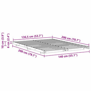 Sängram Vaxbrun 140 x 200 cm Massiv furu