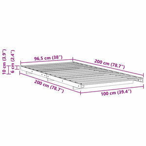 Sängram Vaxbrun 100 x 200 cm Massiv furu