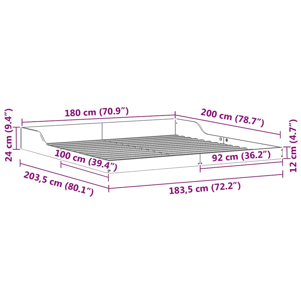 Sängram Vaxbrun 180 x 200 cm Massiv furu