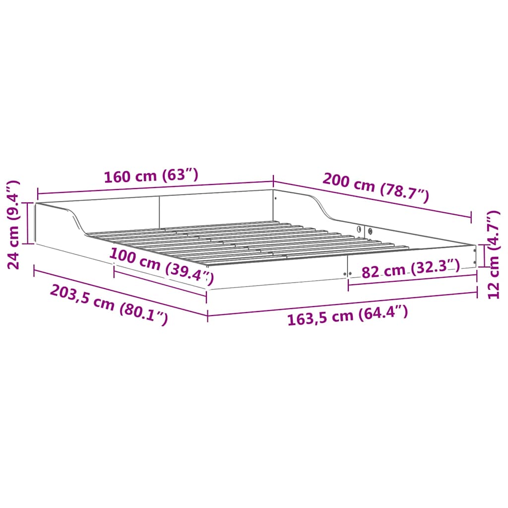 Sängram Vaxbrun 160 x 200 cm Massiv furu