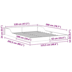 Sängram Vaxbrun 120 x 200 cm Massiv furu