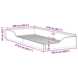 Sängram Vaxbrun 100 x 210 cm Massiv furu