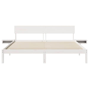 Sängram med huvudgavel Vit 180 x 200 cm Massiv furu