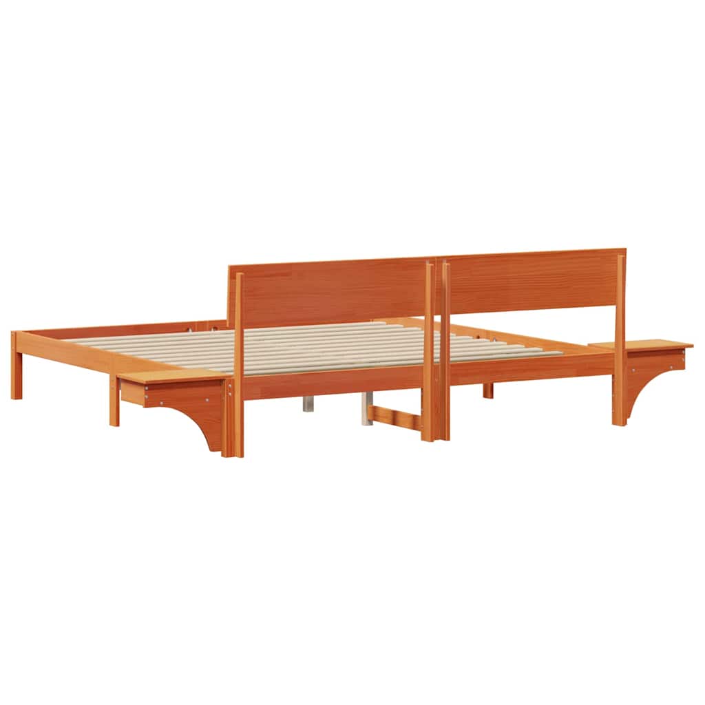 Sängram med huvudgavel Vaxbrun 180 x 200 cm Massiv furu
