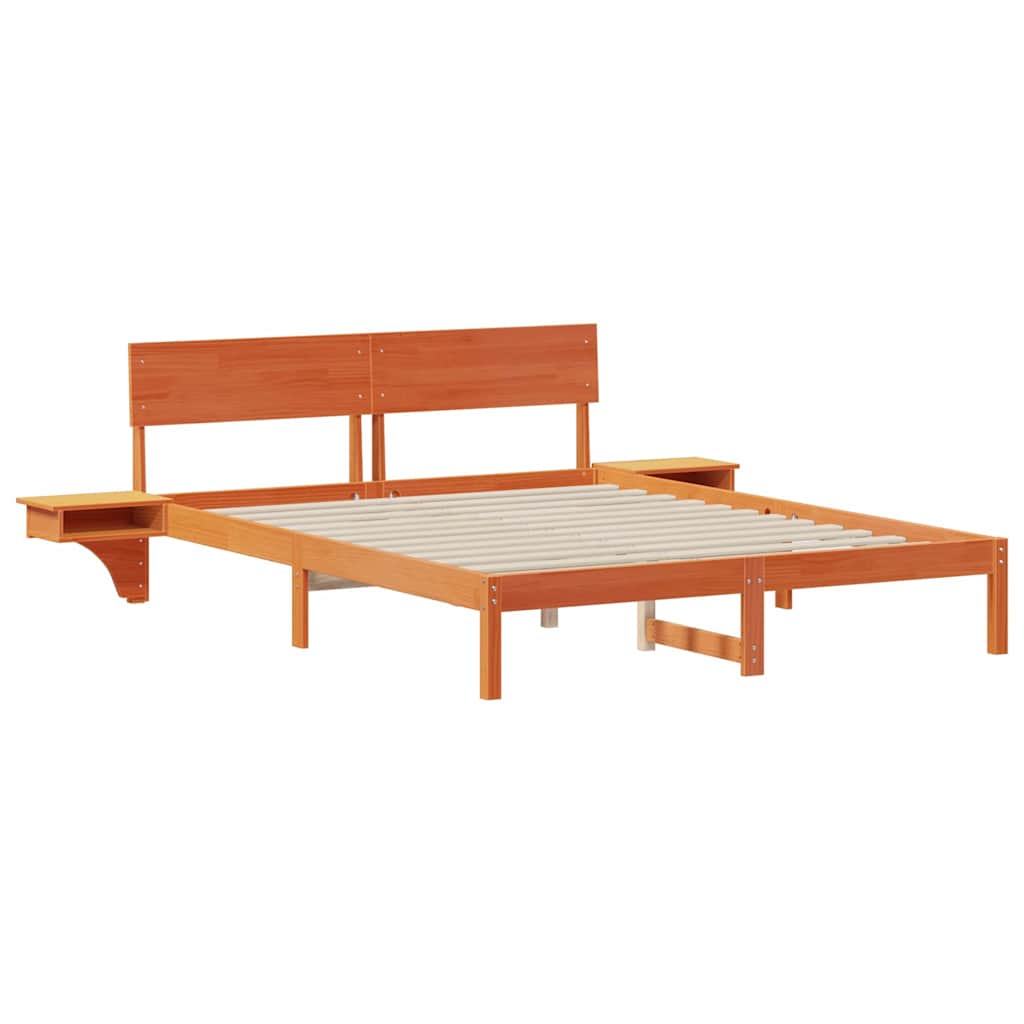 Sängram med huvudgavel Vaxbrun 150 x 200 cm Massiv furu