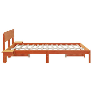 Sängram med huvudgavel Vaxbrun 150 x 200 cm Massiv furu