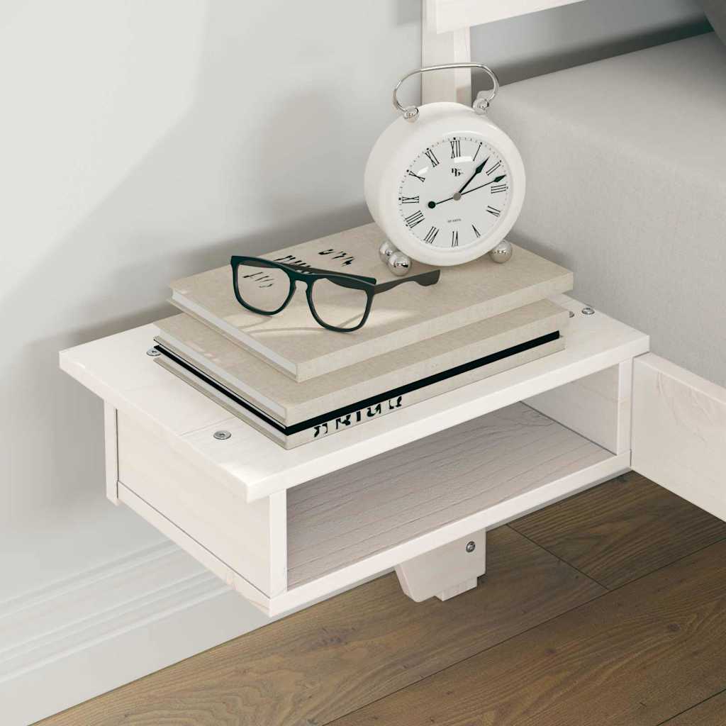 Sängram med huvudgavel Vit 140 x 200 cm Massiv furu