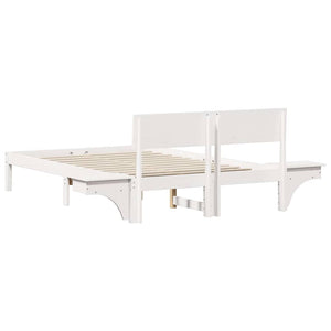 Sängram med huvudgavel Vit 140 x 190 cm Massiv furu