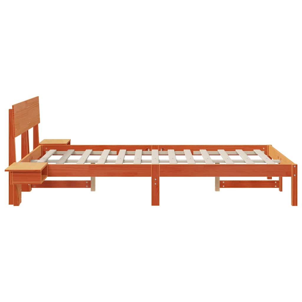 Sängram med huvudgavel Vaxbrun 140 x 190 cm Massiv furu