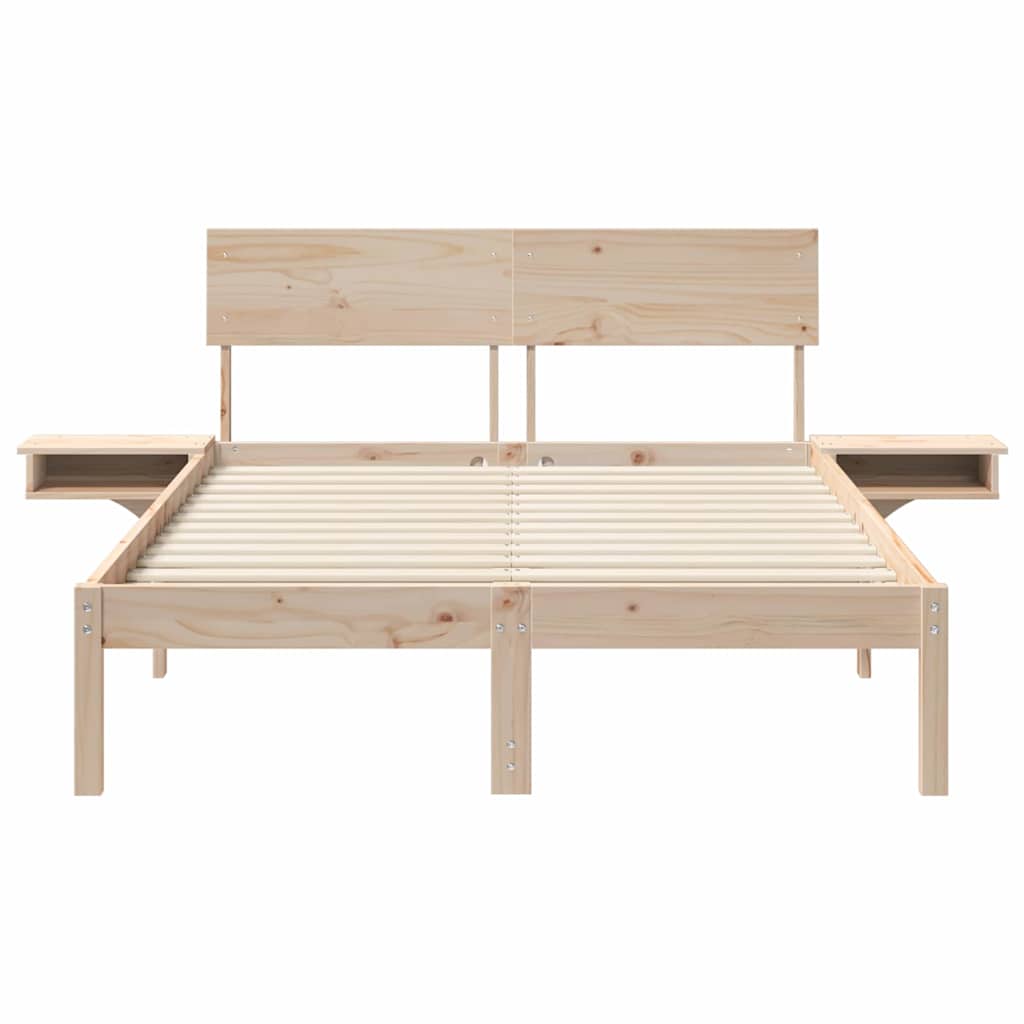 Sängram med huvudgavel Brun 135 x 190 cm Massiv furu