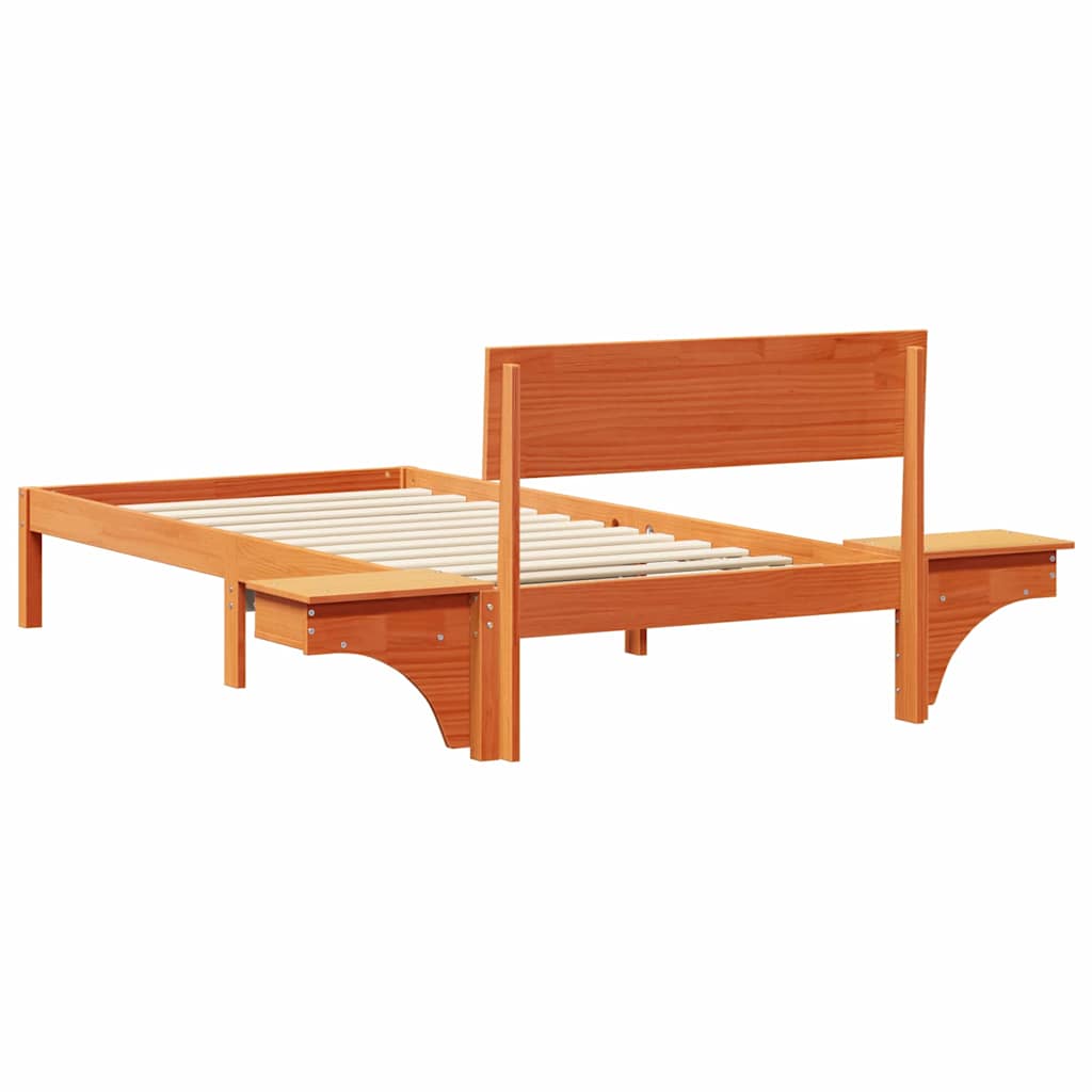 Sängram med huvudgavel Vaxbrun 100 x 200 cm Massiv furu