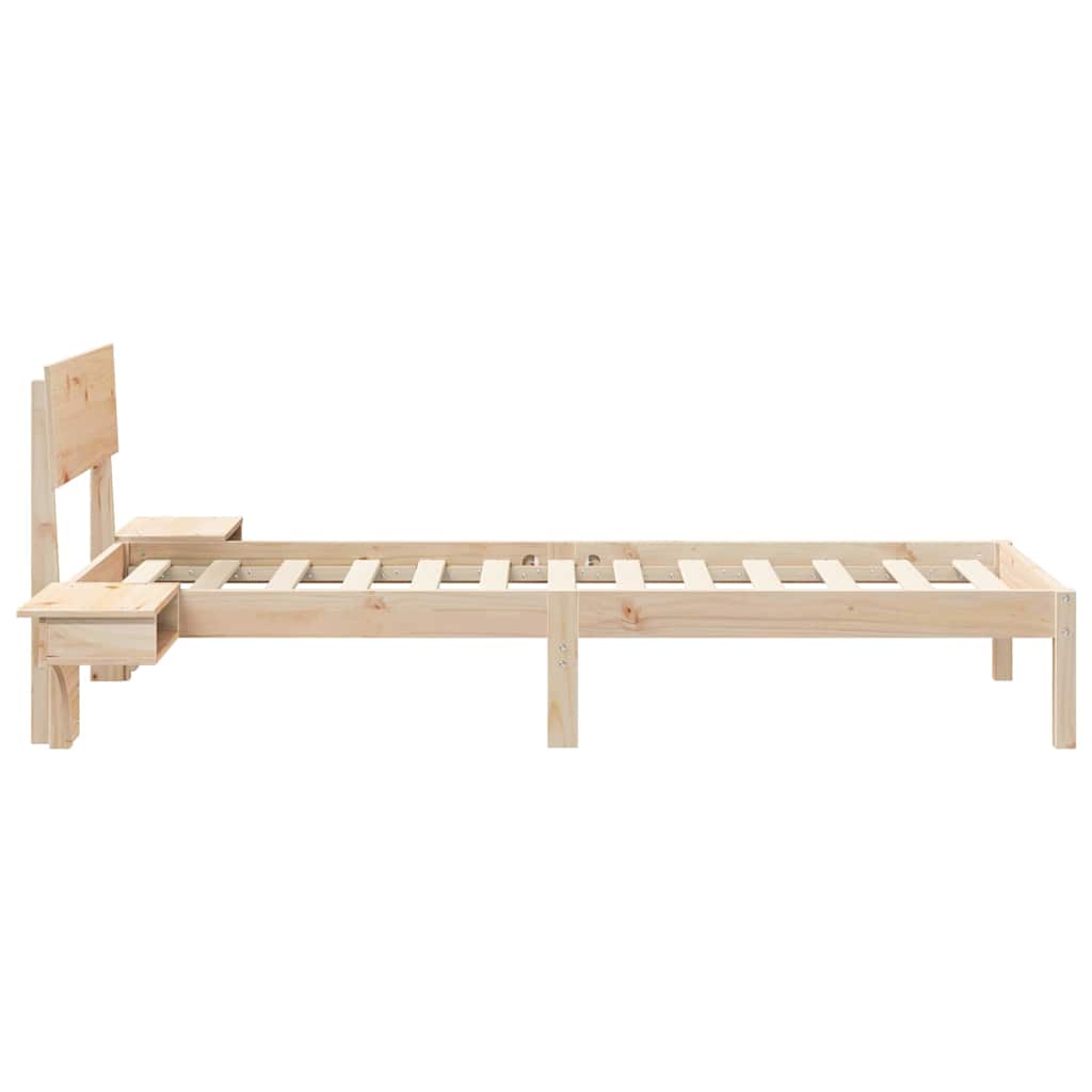 Sängram med huvudgavel Brun 75 x 190 cm Massiv furu