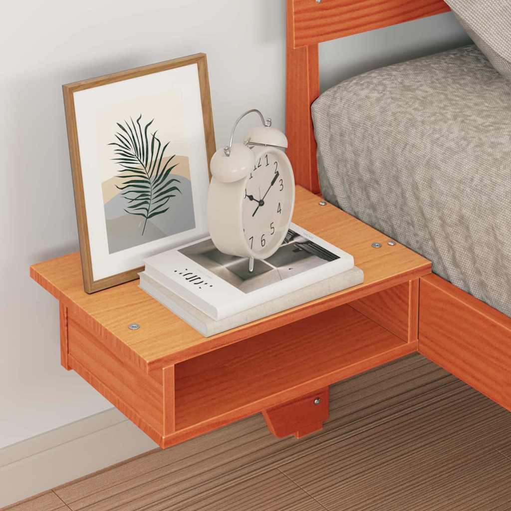 Sängram med huvudgavel Vaxbrun 75 x 190 cm Massiv furu