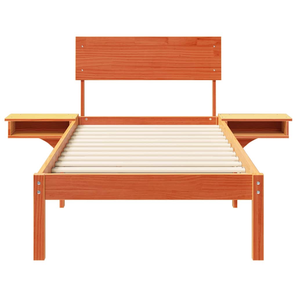 Sängram med huvudgavel Vaxbrun 75 x 190 cm Massiv furu