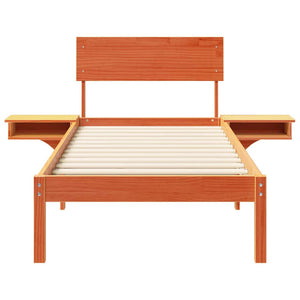 Sängram med huvudgavel Vaxbrun 75 x 190 cm Massiv furu