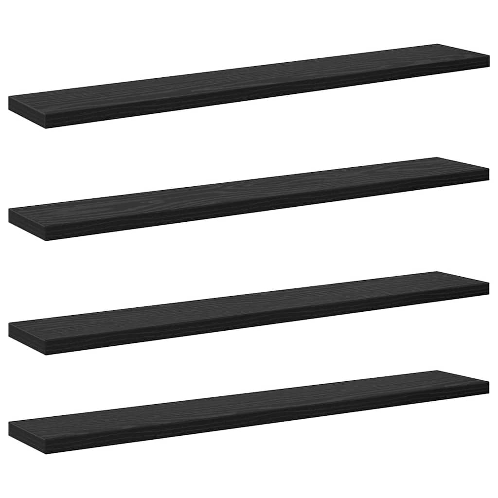 Bokhylla Bräda 4 pcs Svart 60 x 10 x 1,5 cm Konstruerat trä