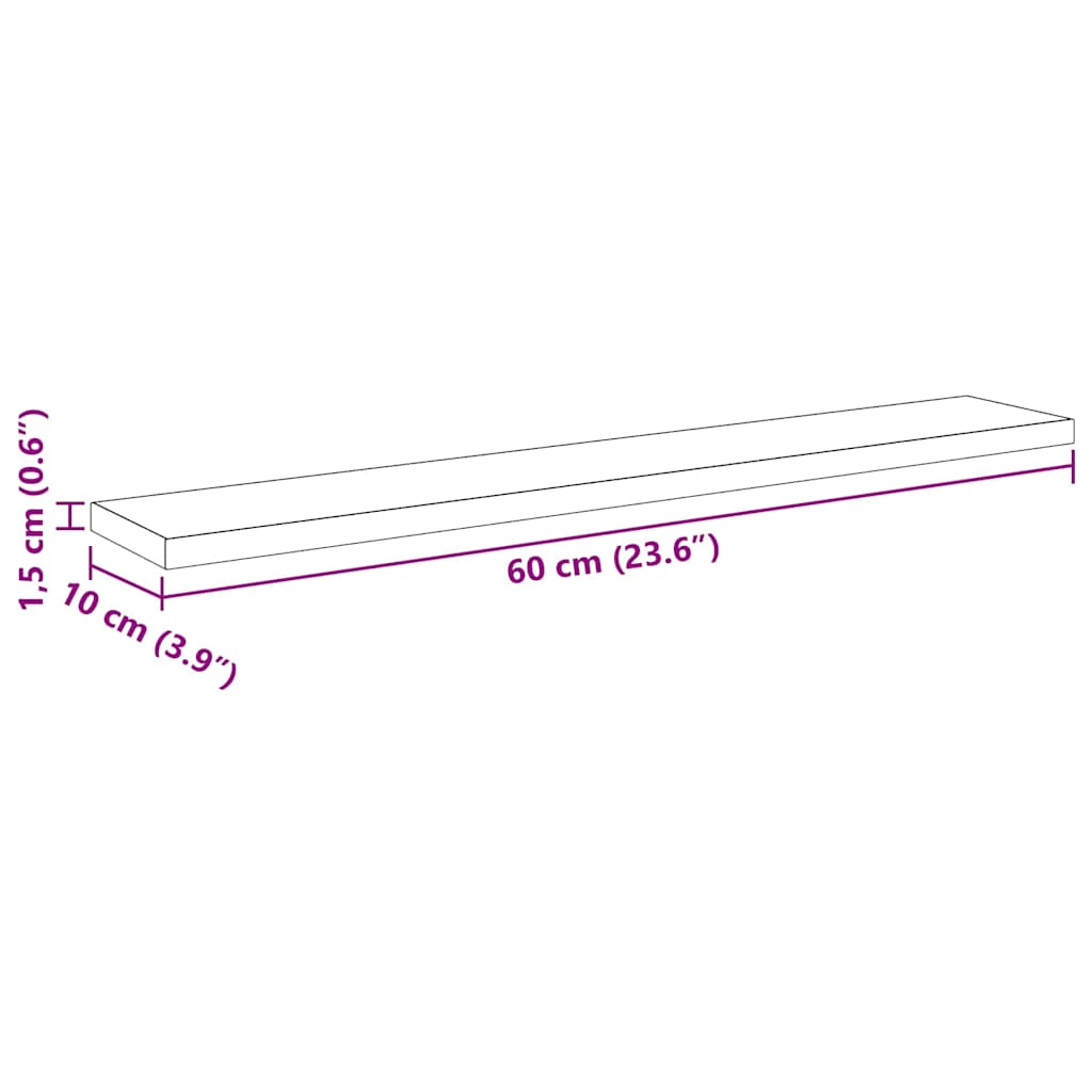 Bokhylla Bräda 4 pcs Svart 60 x 10 x 1,5 cm Konstruerat trä