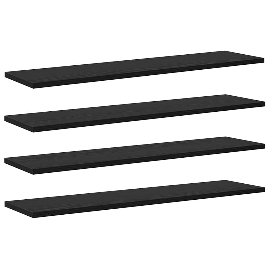 Bokhylla Bräda 4 pcs Svart 80 x 20 x 1,5 cm Konstruerat trä