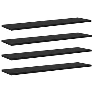 Bokhylla Bräda 4 pcs Svart 80 x 20 x 1,5 cm Konstruerat trä