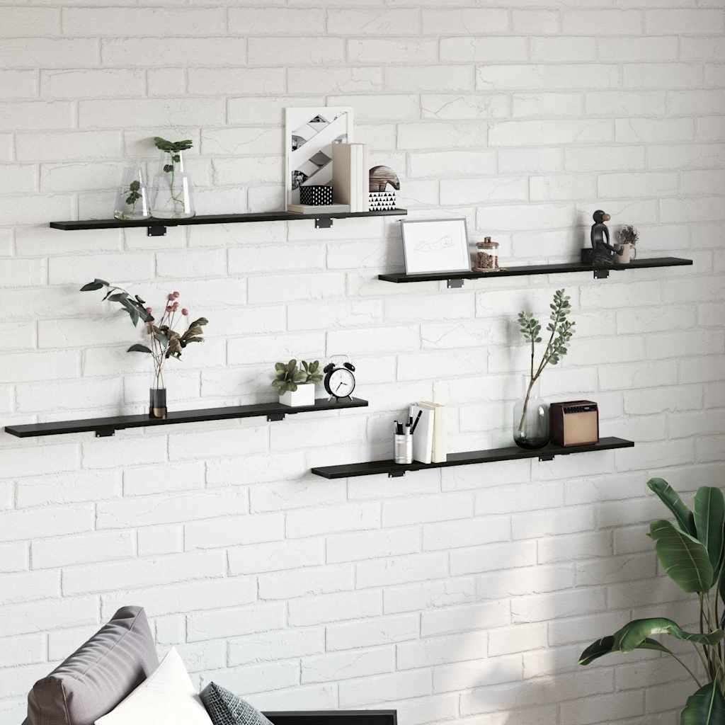 Bokhylla Bräda 4 pcs Svart 100 x 10 x 1,5 cm Konstruerat trä